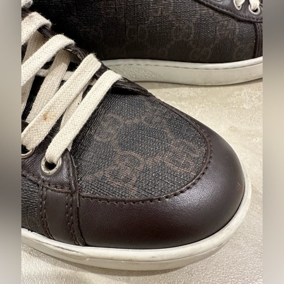 Gucci Chocolate Brown Guccissima Coated Canvas and Leather Low Top Sneakers, 38 - Picture 7 of 13